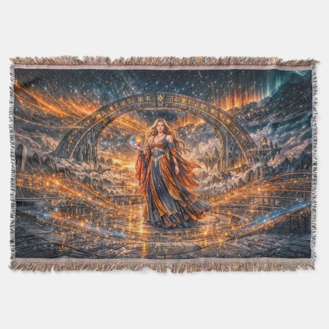 Manta Cosmic Sorceress – Fantasy Throw Blanket (Anverso)