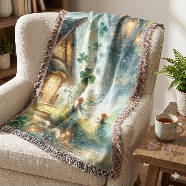 Manta Cottage Glow de Hada Trébol (Shamrock Fairy Cottage Glow Throw Blanket)