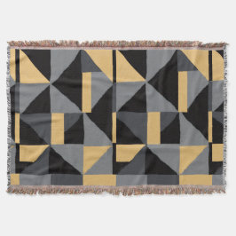 Manta Couverture Tissée Géométrie Noir, gris et or