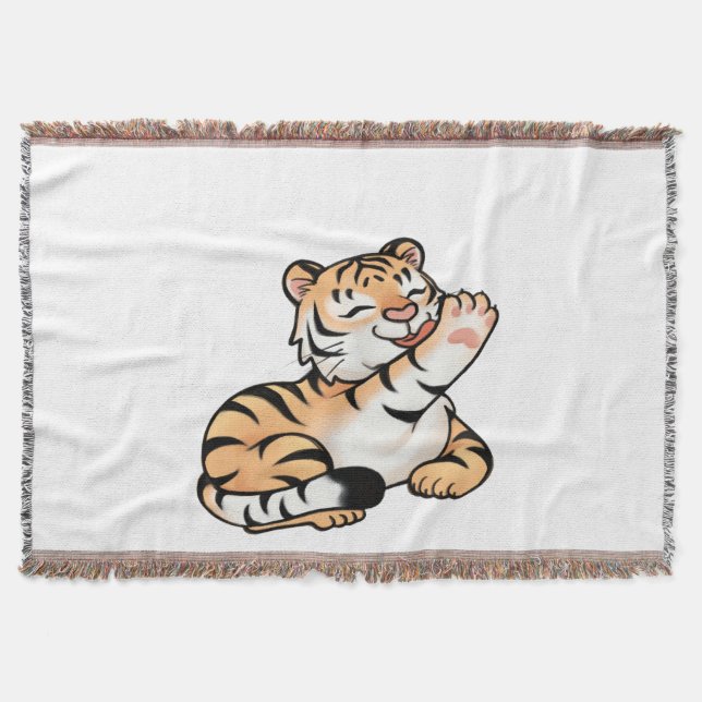 Manta Couverture Tissée Petit Tigre Kawaii (Anverso)