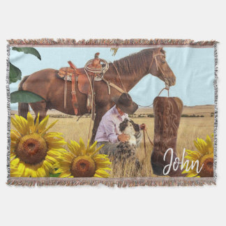 Manta Cowboy Cowboy Horse Throw Blanket