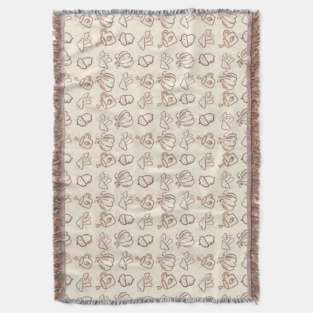 Manta Cozy Autumn Harvest Doodle Pattern Woven Throw Bla (Frente vertical)