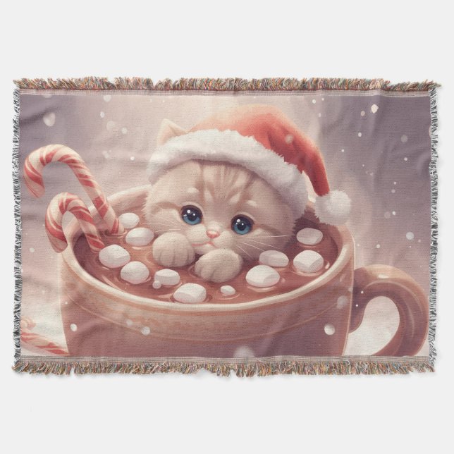 Manta “Cozy Cocoa Kitty" Cute Christmas Cat  (Anverso)