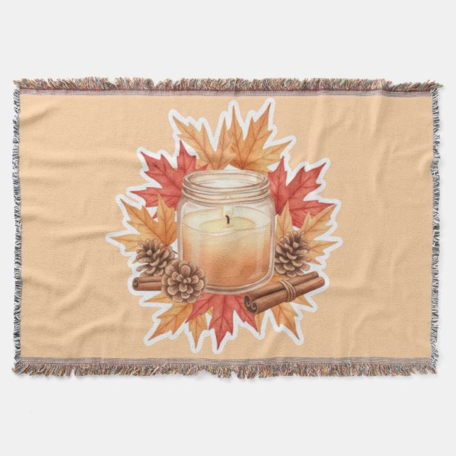 Manta Cozy Fall Candle with Maple Leaves | Autumn Design (Anverso)