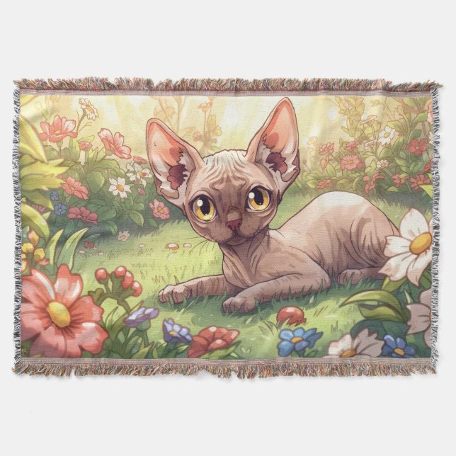 Manta “Cozy Garden Sphynx" Cute Sphynx Cat (Anverso)