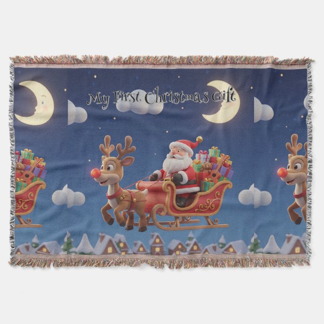 Manta Cozy Santa Rudolph Holiday Fleece Blanket (Anverso)