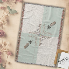 Manta Cozy Soft Sage Green Manuscript Woven