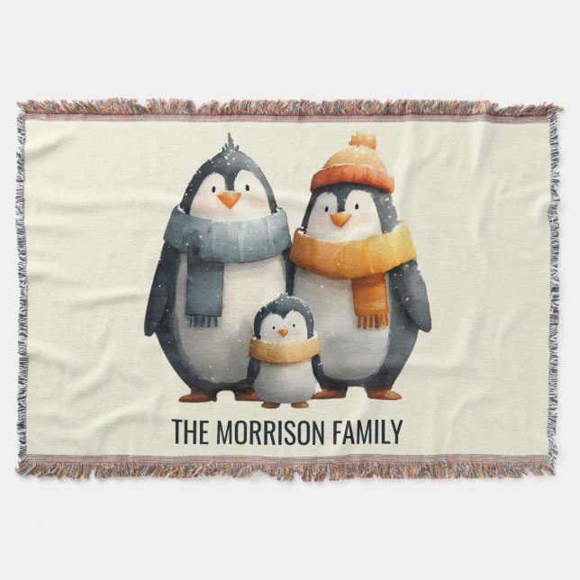 Manta Cozy Winter Penguin Family (Anverso)