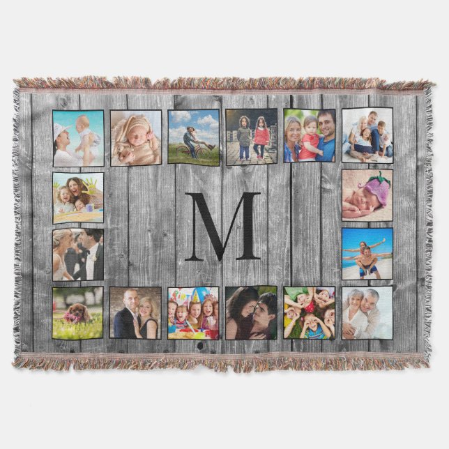 Manta Crea tu Collage de fotos Personalizado Rustic Farm (Anverso)