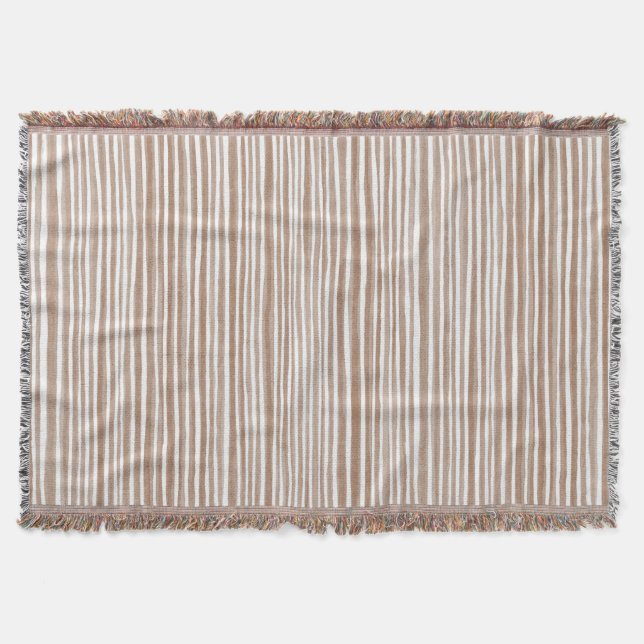 Manta Cream Brown Stripes Christmas   (Anverso)