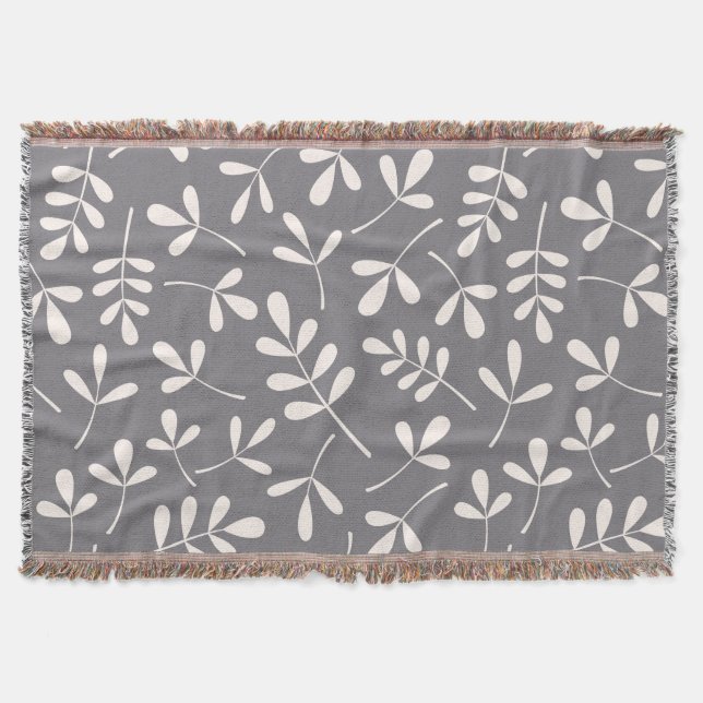 Manta Crema grande clasificada del modelo de las hojas (Anverso)