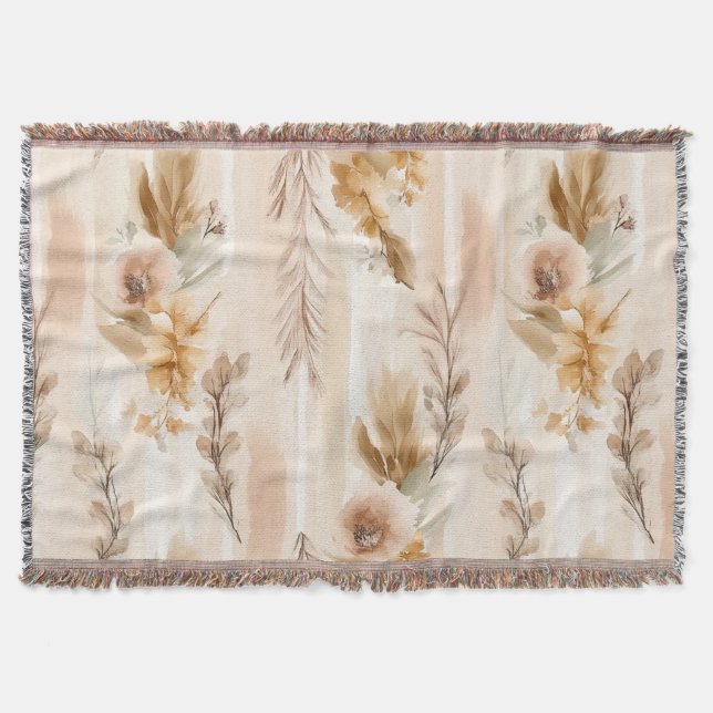 Manta Crema Rústica Floral Boho (Anverso)