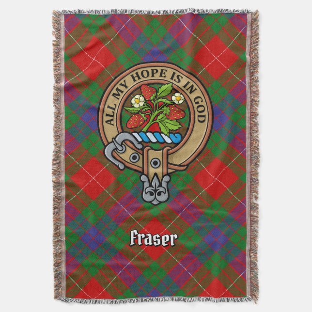 Manta Crest de Clan Fraser sobre tartán (Frente vertical)