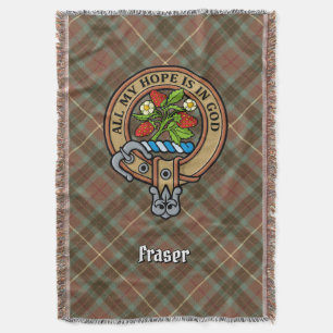 Manta Crest de Clan Fraser sobre tartán de caza desgasta
