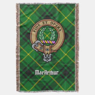 Manta Crest de Clan MacArthur sobre tartán