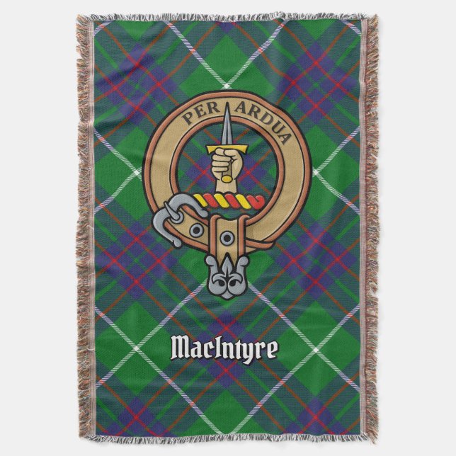 Manta Crest de Clan MacIntyre sobre tartán (Frente vertical)