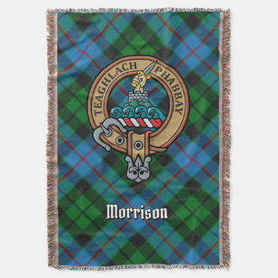 Manta Crest de Clan Morrison sobre tartán de caza