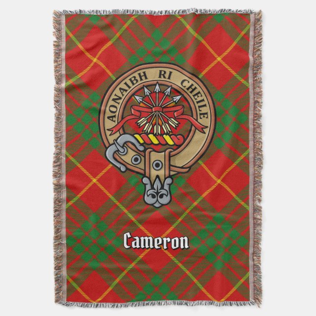 Manta Crest del Clan Cameron sobre tartán (Frente vertical)