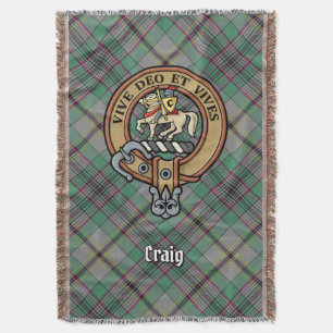 Manta Crest del Clan Craig sobre tartán