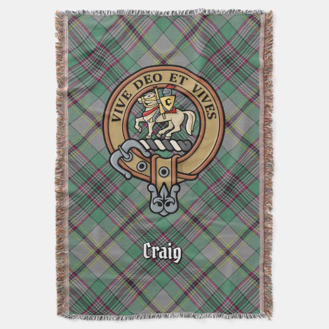 Manta Crest del Clan Craig sobre tartán (Frente vertical)