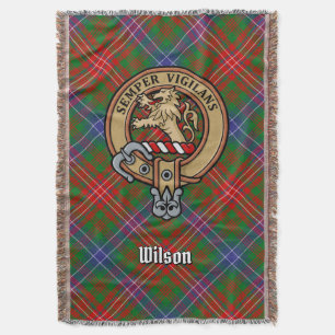 Manta Crest del Clan Wilson sobre tartán moderno