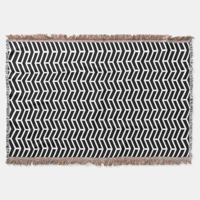 Manta Crisp Sharp Flechas opuestas Chevron Blanco negro (Anverso)