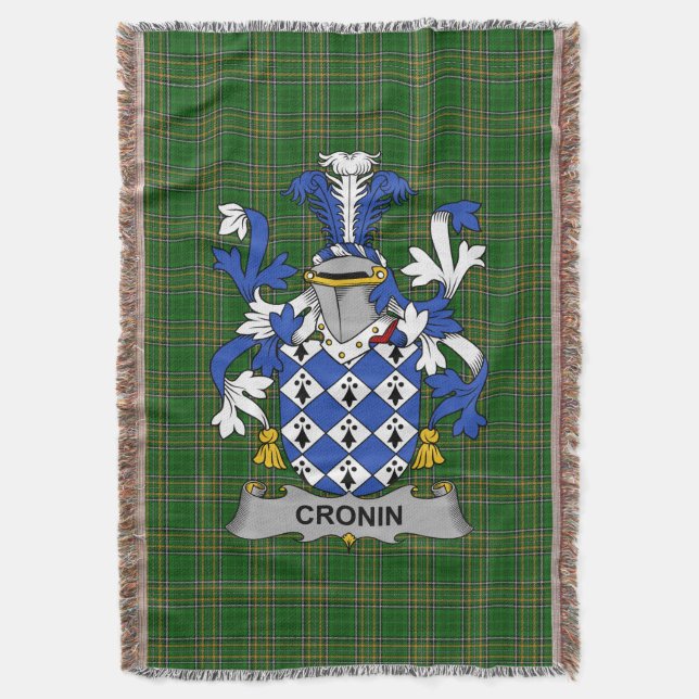 Manta Cronin irlandés o Cronin Coat of Arms Family Cres (Frente vertical)