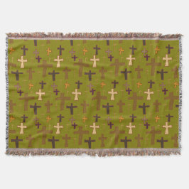 Manta Cruces cristianas dibujadas a mano sobre verde