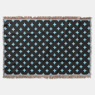 Manta Cruces de polka azul sobre negro
