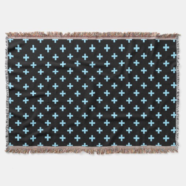 Manta Cruces de polka azul sobre negro (Anverso)