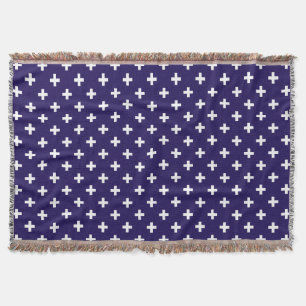 Manta Cruces de polka blanco sobre azul marino