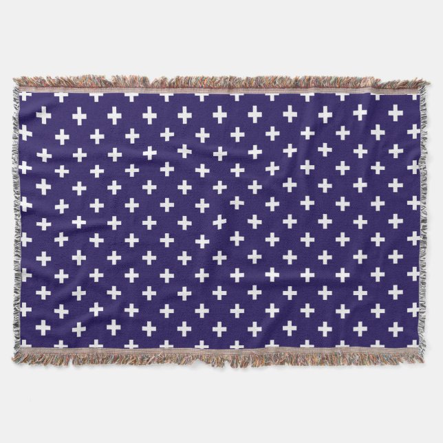 Manta Cruces de polka blanco sobre azul marino (Anverso)