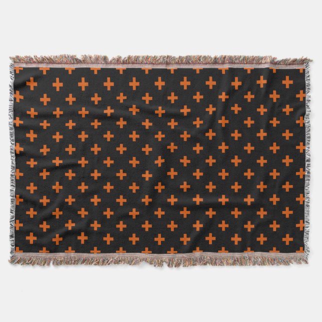 Manta Cruces de polka naranja sobre negro (Anverso)