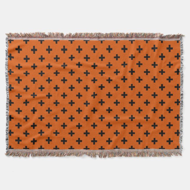 Manta Cruces de polka negra sobre naranja (Anverso)
