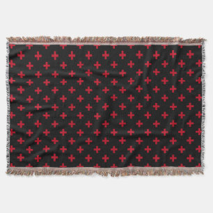 Manta Cruces de polka roja sobre negro