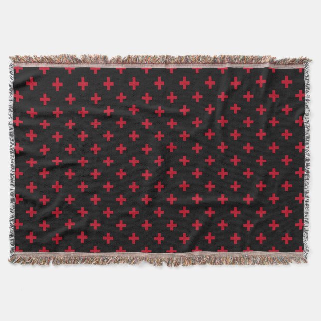 Manta Cruces de polka roja sobre negro (Anverso)