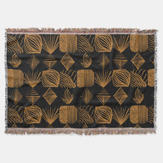Manta Crudo trapo tribal caribeño: negro, oro