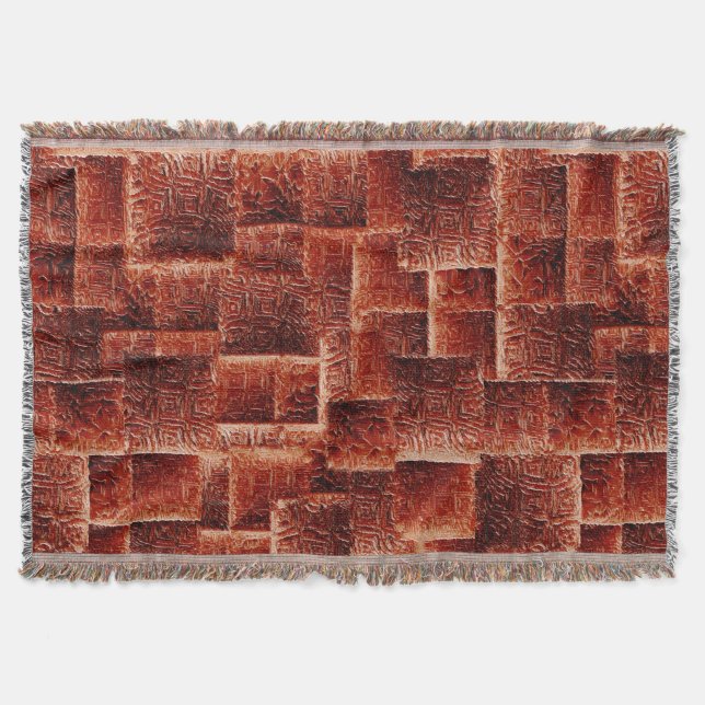 Manta Cuadrados con textura de pared roja oscura y clara (Anverso)