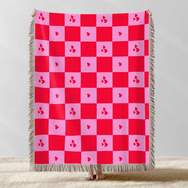 Manta Cuadrícula cardíaca rosa y roja (Subido por el creador)