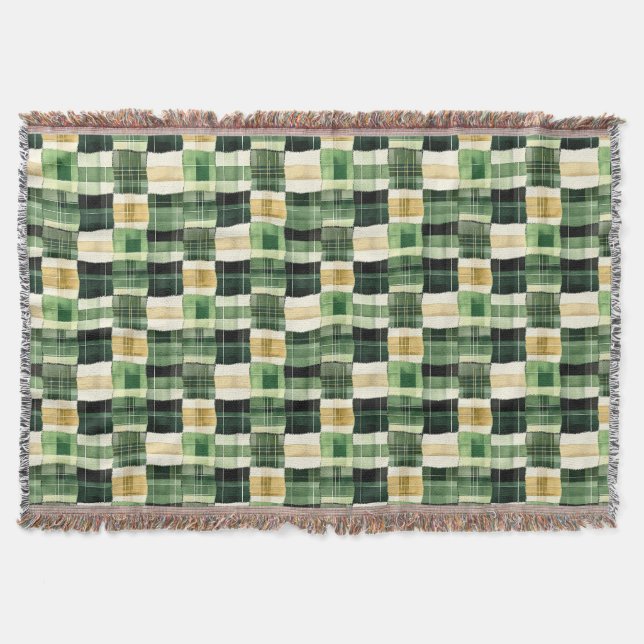 Manta Cuadro de Patchwork Esmeralda (Anverso)