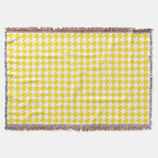 Manta Cuadro Escocés Amarillo y Blanco Houndstooth (Anverso)