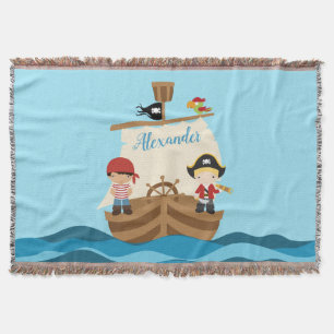 Manta Cuadros Piratas Y Un Gran Barco Nombre Personaliza