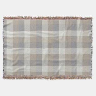 Manta Cuadros rústicos neutros en gris beige marfil