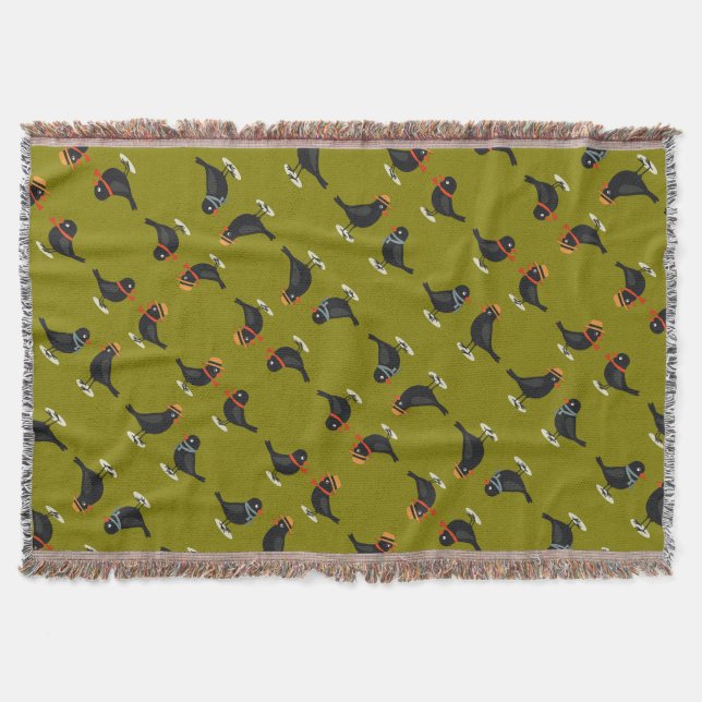 Manta Cuatro Aves Llamadas Retro A Mediados Del Siglo 3 (Anverso)