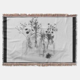 Manta Cuatro Botellas Y Flores Blancas