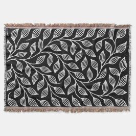 Manta Cubierta de hojas blancas y negras