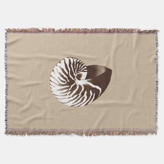 Manta Cubierta de Nautilus - marrón, blanco y beige (Anverso)