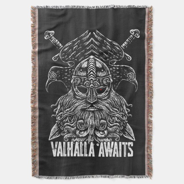 Manta Cuervos de Odín Mitología vikinga Valhalla espera (Frente vertical)
