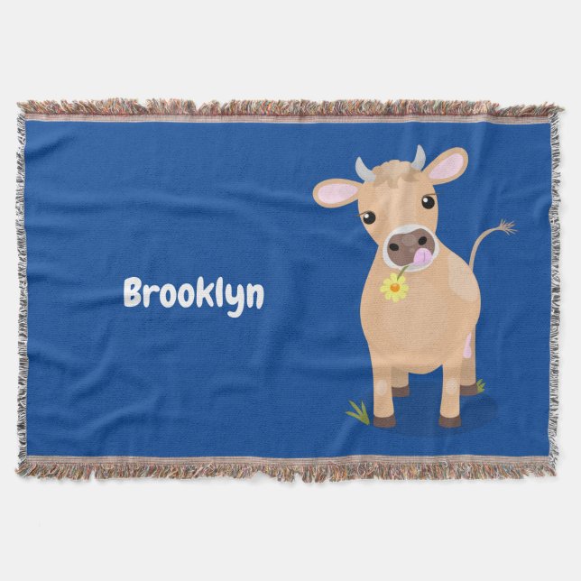 Manta Cuidada jersey feliz vaca y personalizado de flore (Anverso)