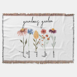 Manta Cumpleaños personalizado del jardín de la abuela p